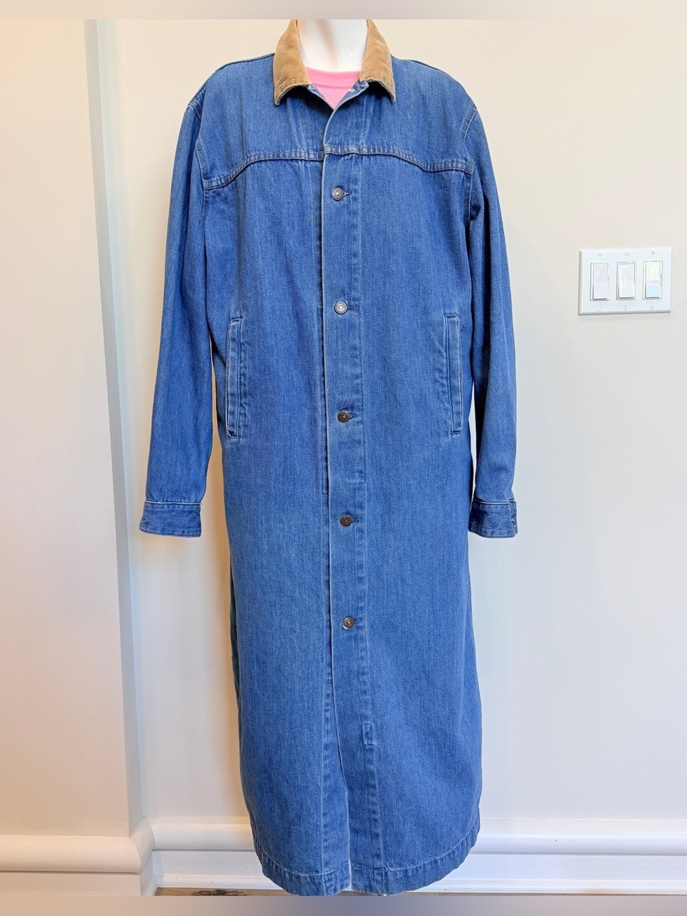 Vintage 80s Levi’s Long Denim Duster Long Coat Western Ranch Chore Jacket Ranch